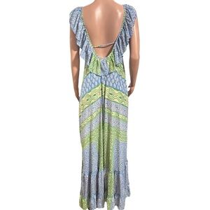 ANISA Women’s Open Back V- Neck Maxi Dress 100% silk